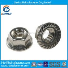 Fornecedores de aço inoxidável 18-8 Hex flange nozes DIN6923